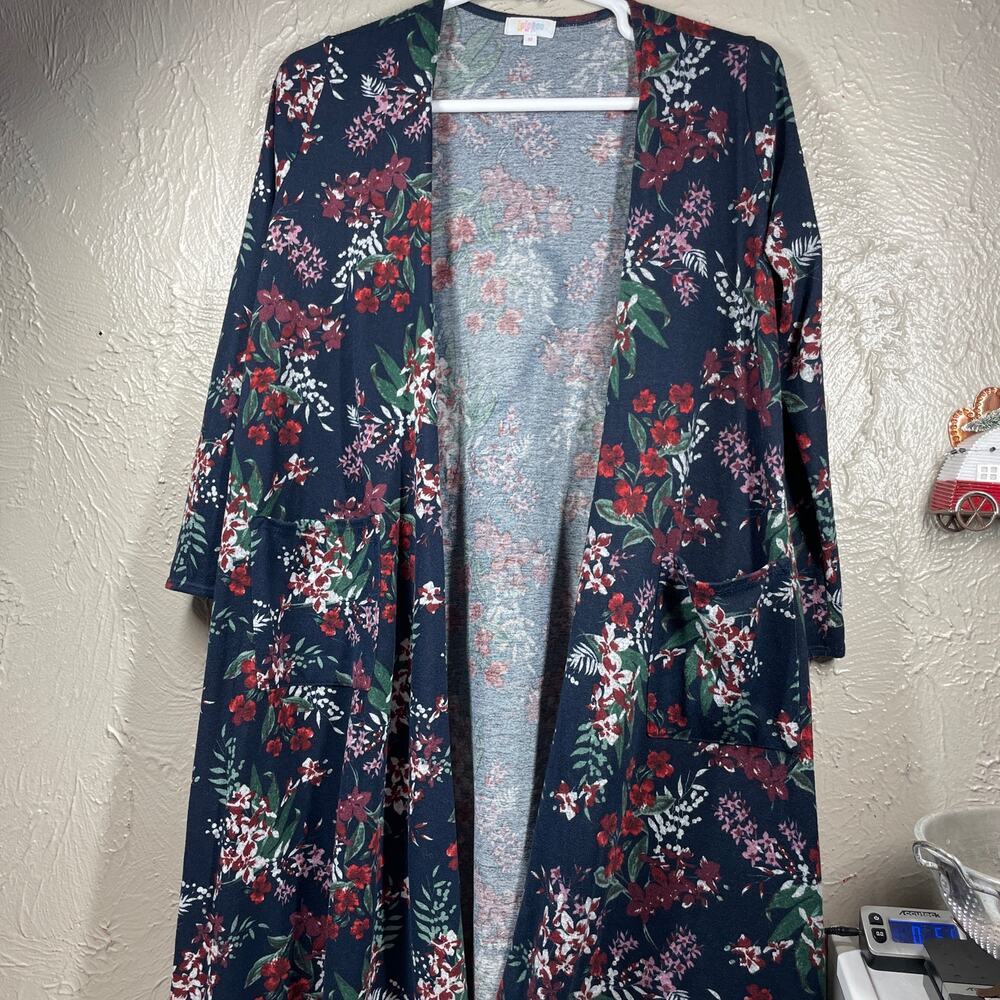 LULAROE SARAH CARDIGAN DUSTER Floral Print blue size medium